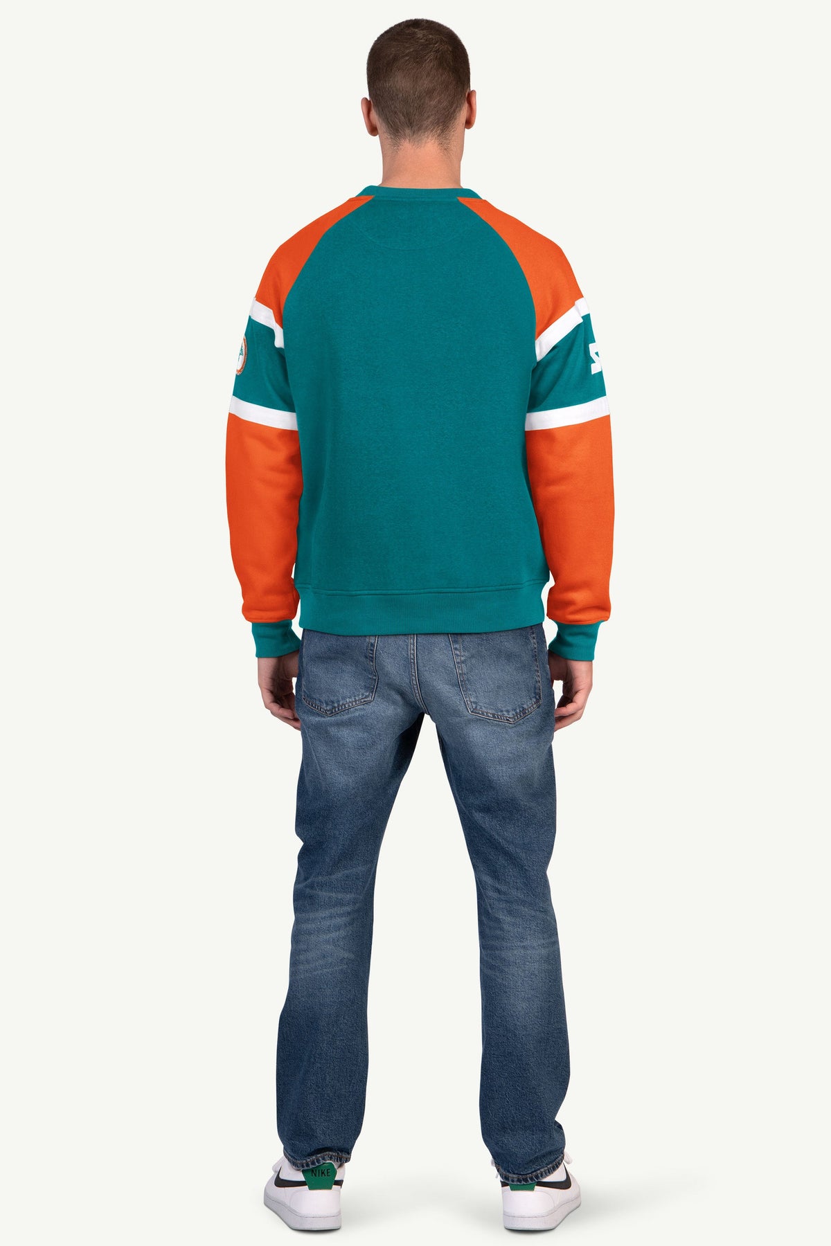 MENS MIAMI DOLPHINS DIME BACK COLORBLOCK CREWNECK