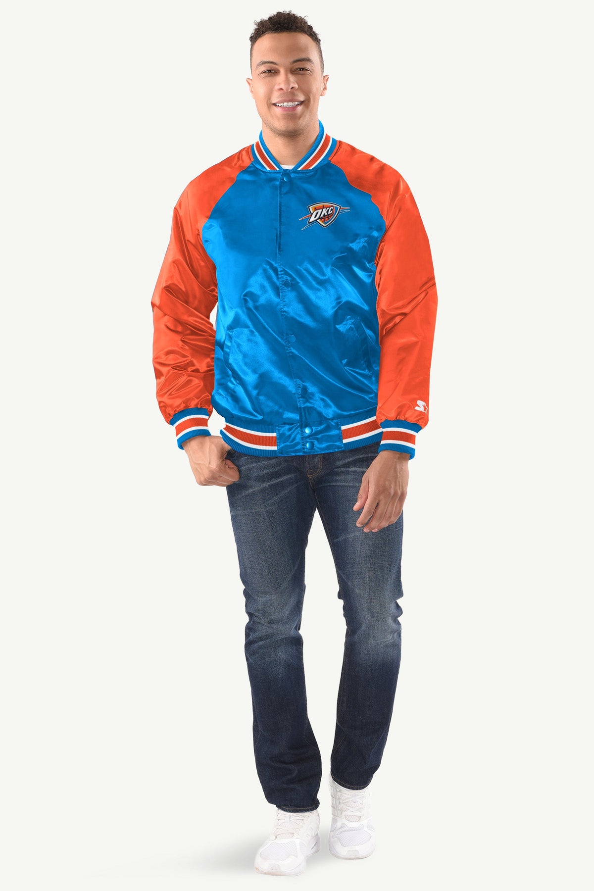 MENS OKLAHOMA CITY THUNDER INDUCTEE SATIN VARSITY JACKET