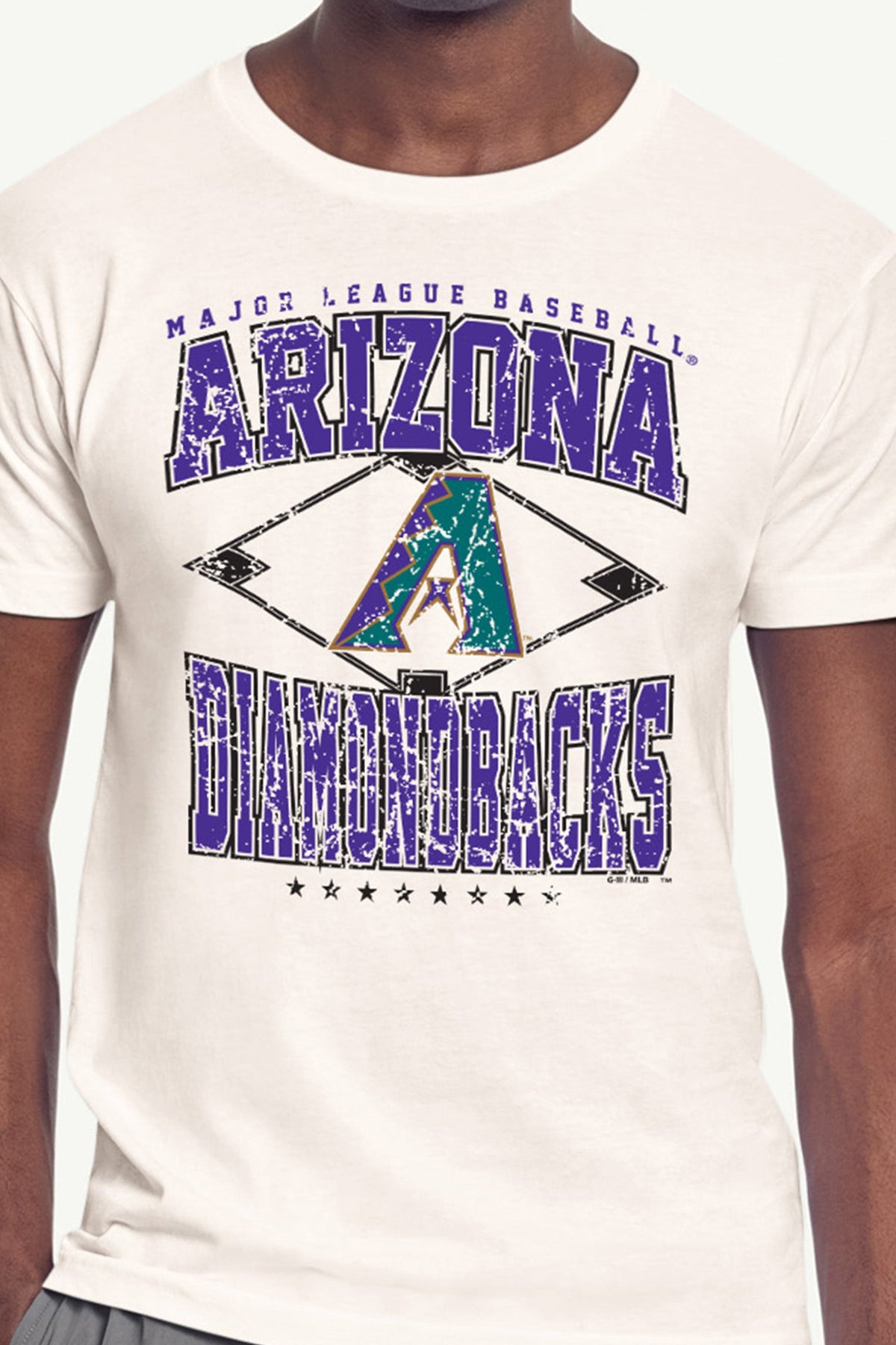 MENS ARIZONA DIAMONDBACKS DISTRESSED COOPERSTOWN DIAMOND SHORT SLEEVE T SHIRT