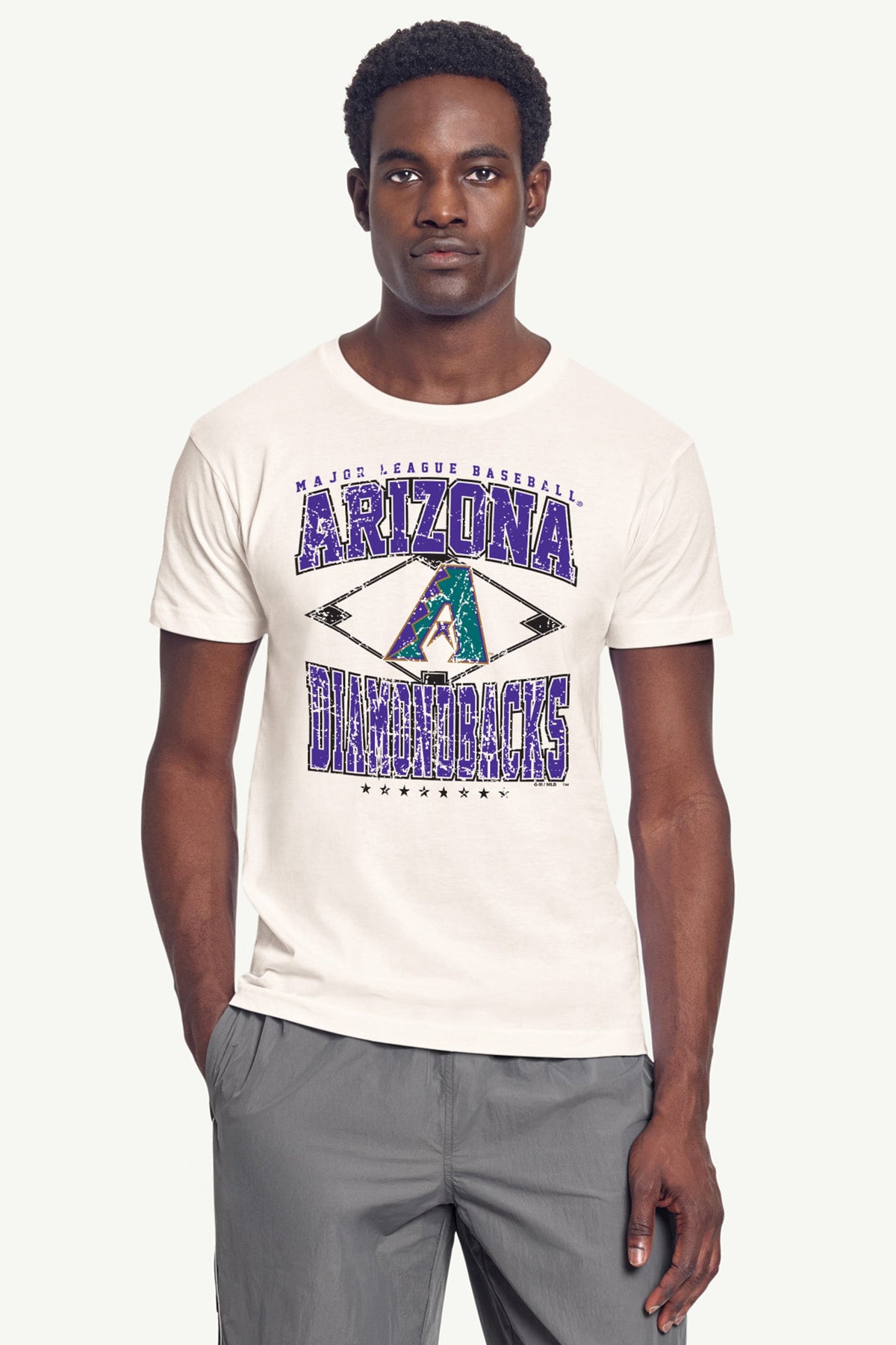 MENS ARIZONA DIAMONDBACKS DISTRESSED COOPERSTOWN DIAMOND SHORT SLEEVE T SHIRT