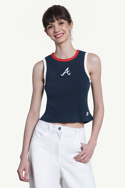 WOMENS ATLANTA BRAVES PLAY THE BALL CROP TANK