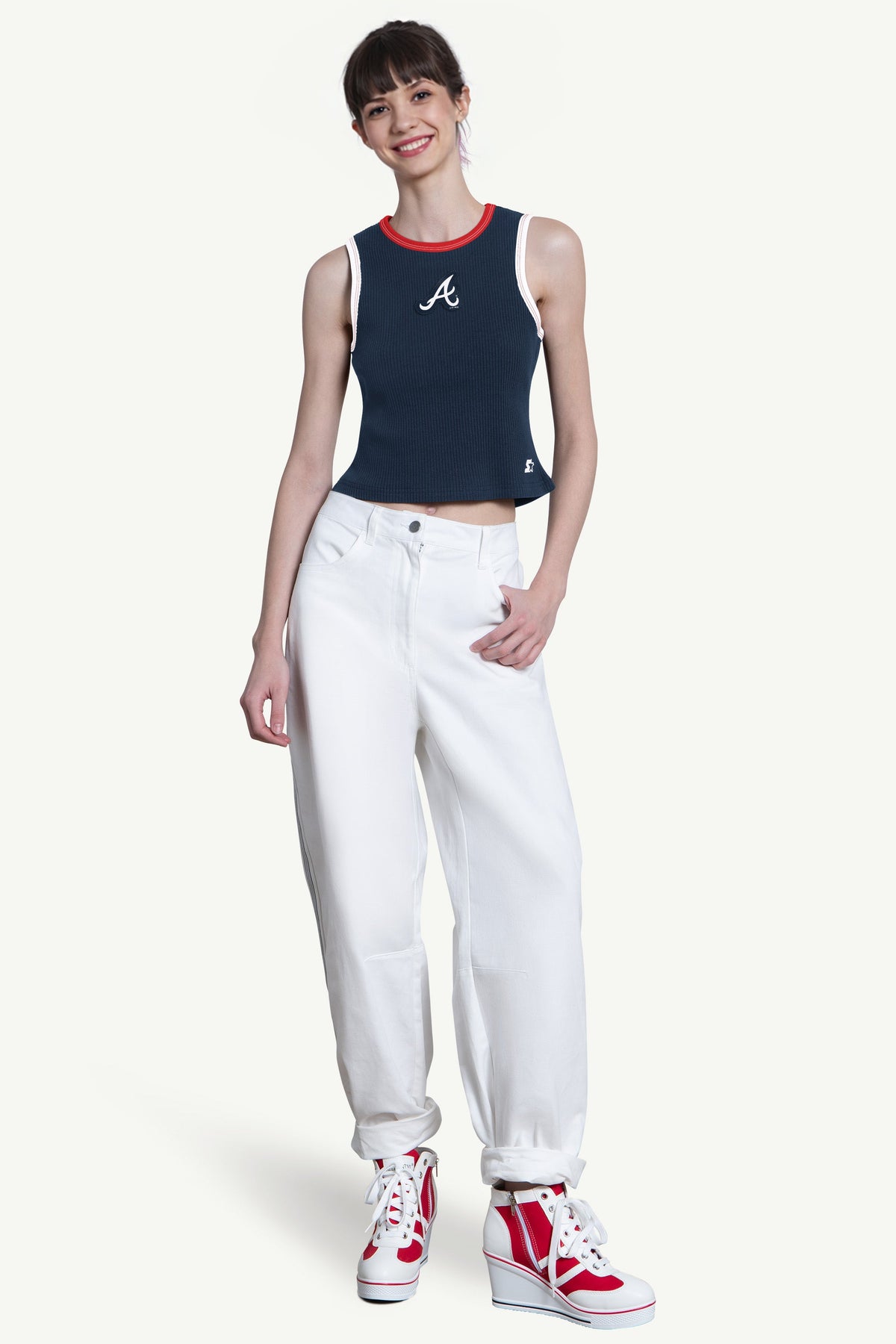 WOMENS ATLANTA BRAVES PLAY THE BALL CROP TANK