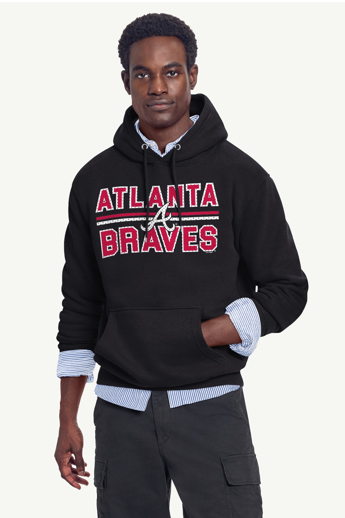 MENS ATLANTA BRAVES MESH LOOK HOODIE