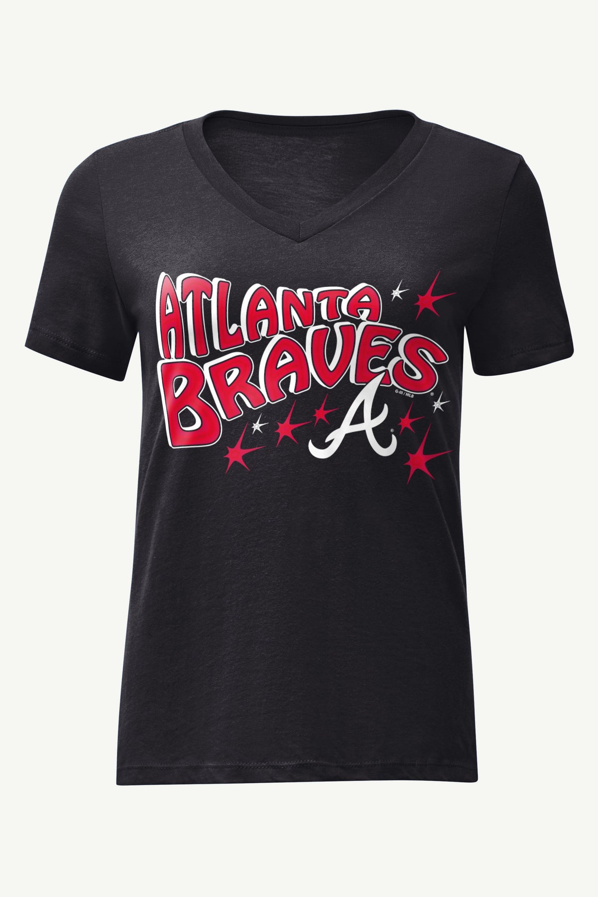 WOMENS ATLANTA BRAVES FIREWORKS V NECK T SHIRT