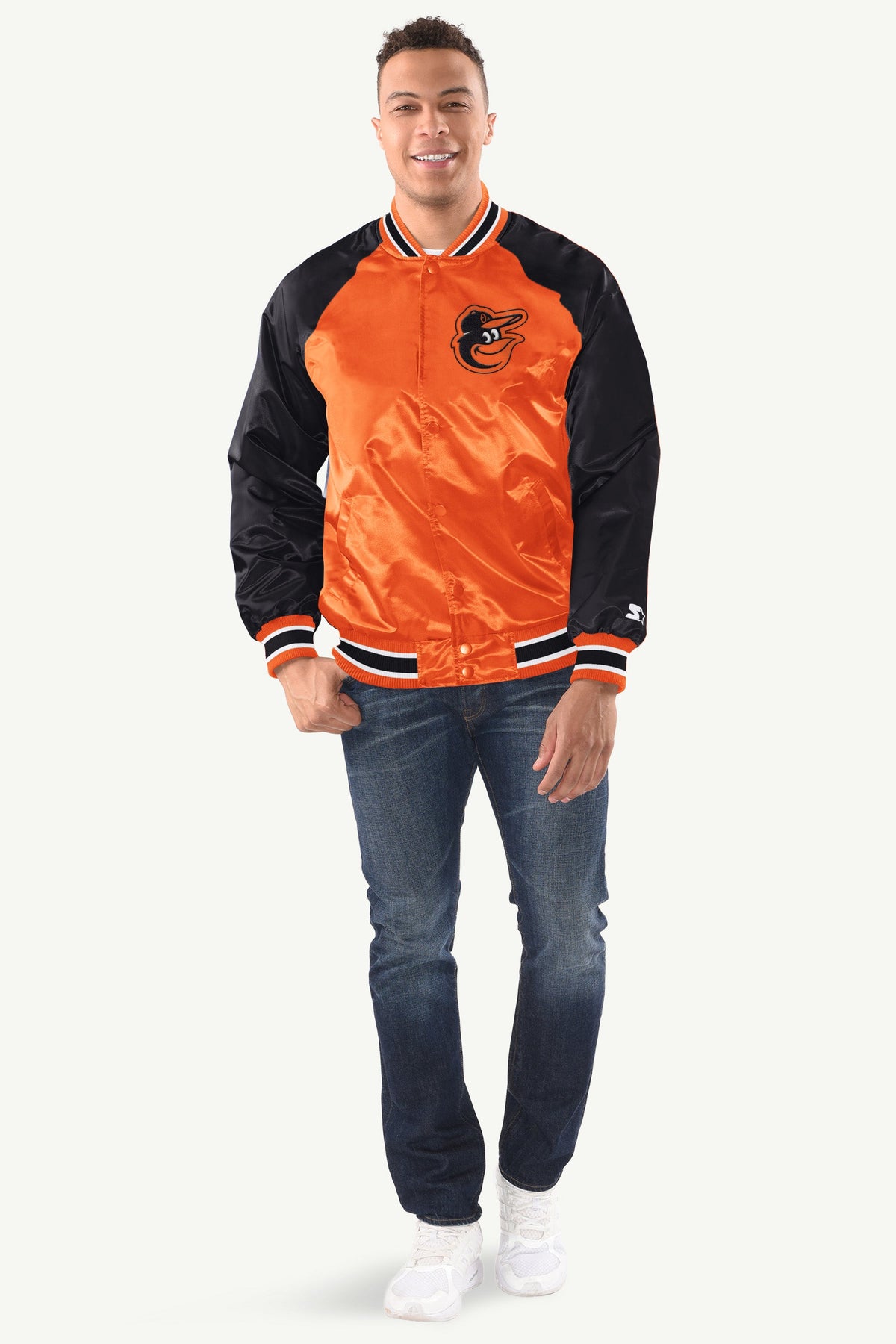 MENS BALTIMORE ORIOLES INDUCTEE SATIN VARSITY JACKET