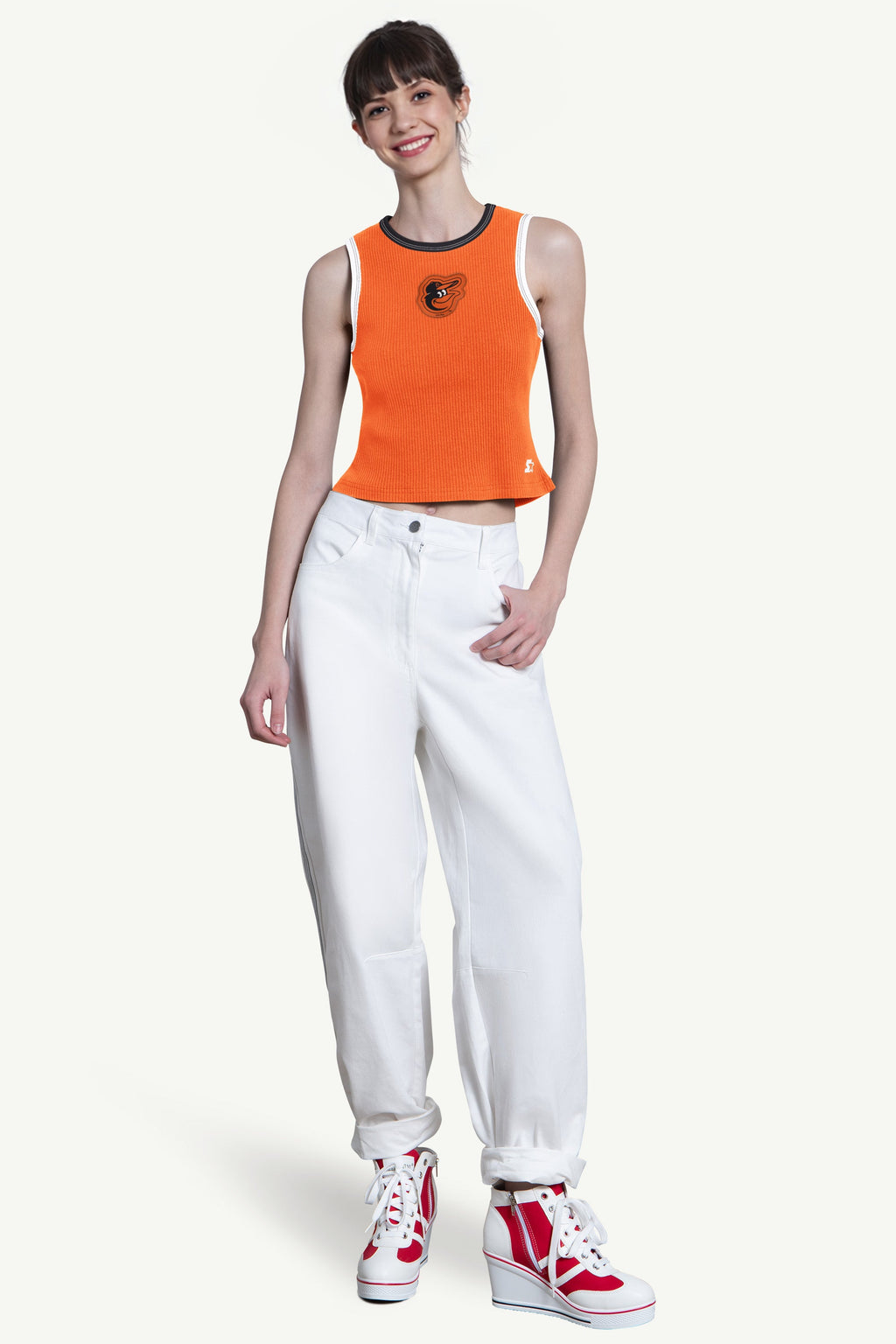 WOMENS BALTIMORE ORIOLES PLAY THE BALL CROP TANK