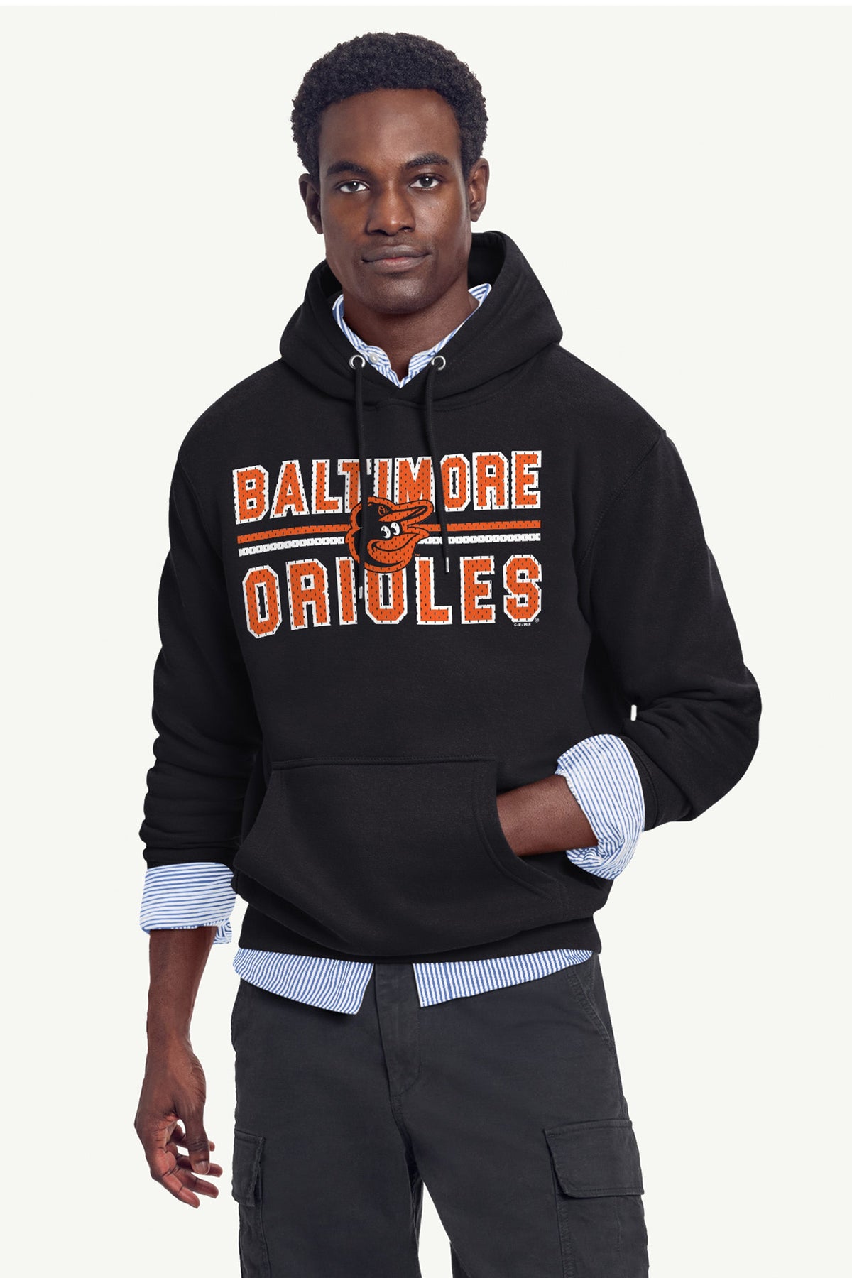 MENS BALTIMORE ORIOLES MESH LOOK HOODIE