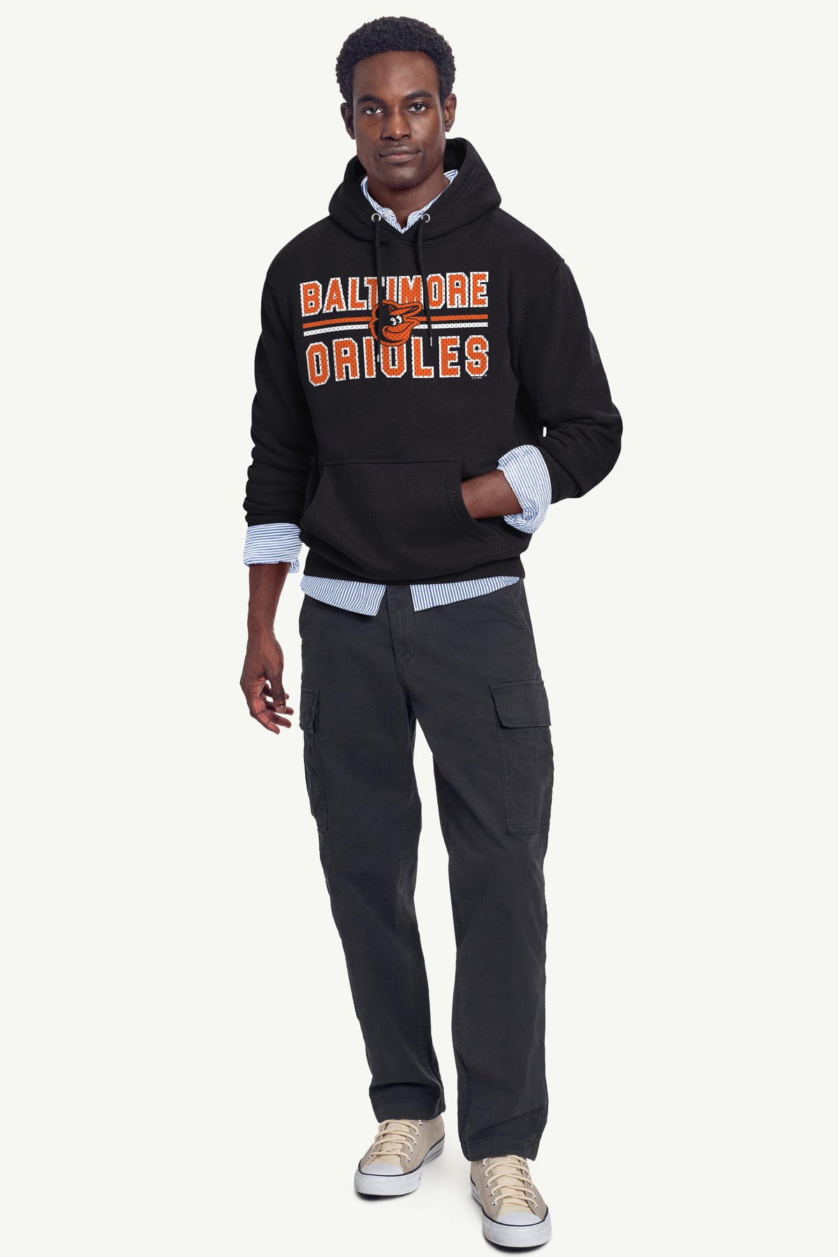 MENS BALTIMORE ORIOLES MESH LOOK HOODIE