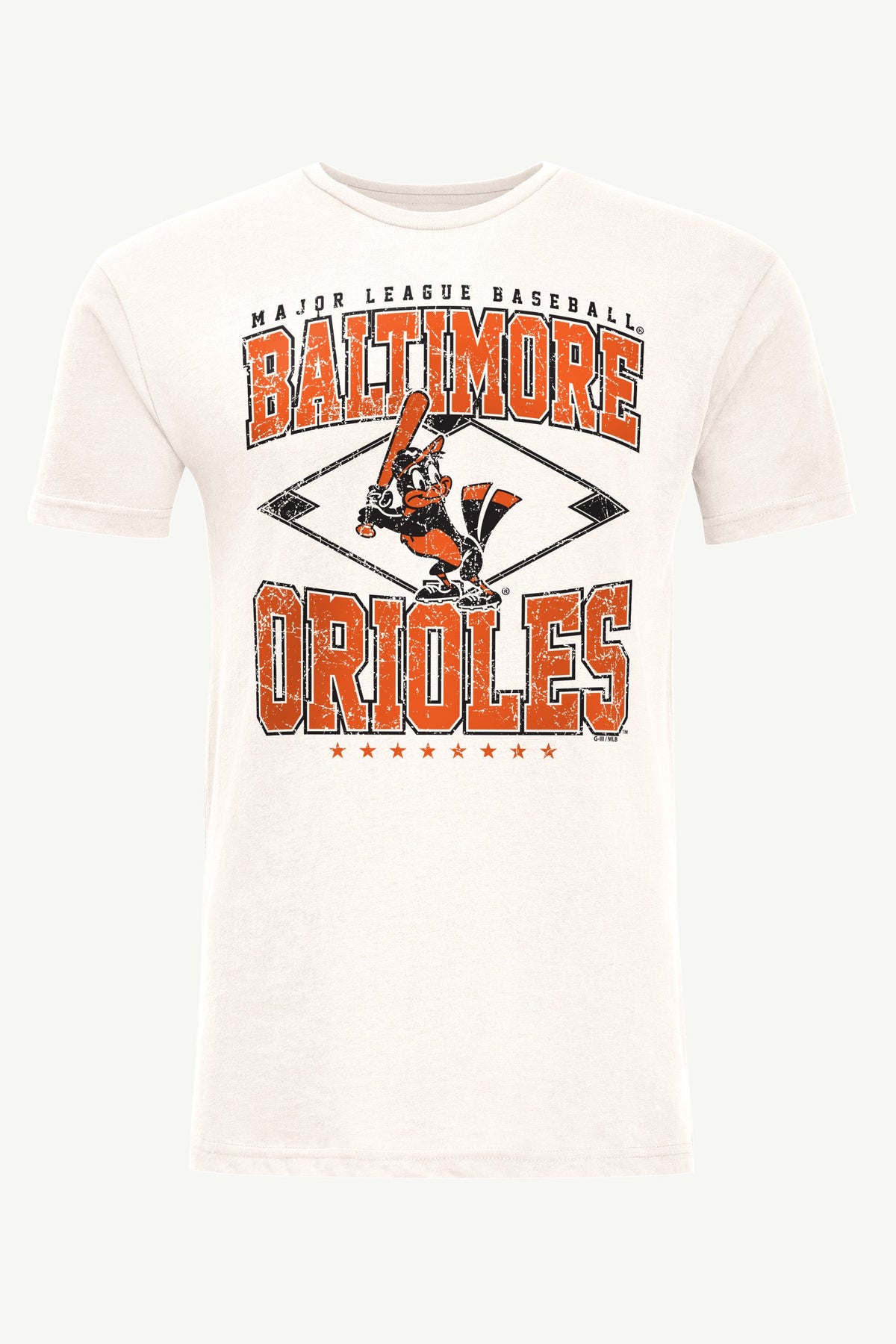 MENS BALTIMORE ORIOLES DISTRESSED COOPERSTOWN DIAMOND SHORT SLEEVE T SHIRT