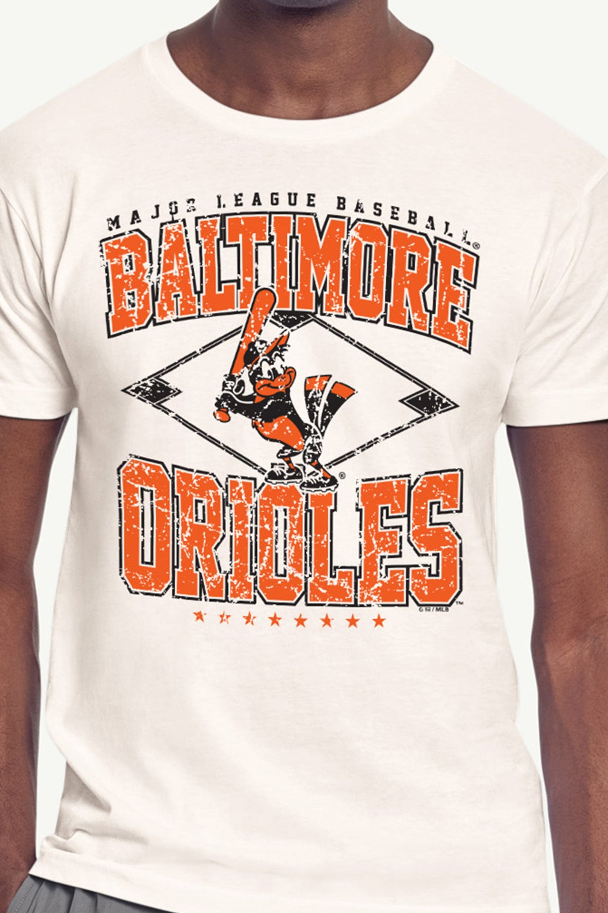 MENS BALTIMORE ORIOLES DISTRESSED COOPERSTOWN DIAMOND SHORT SLEEVE T SHIRT