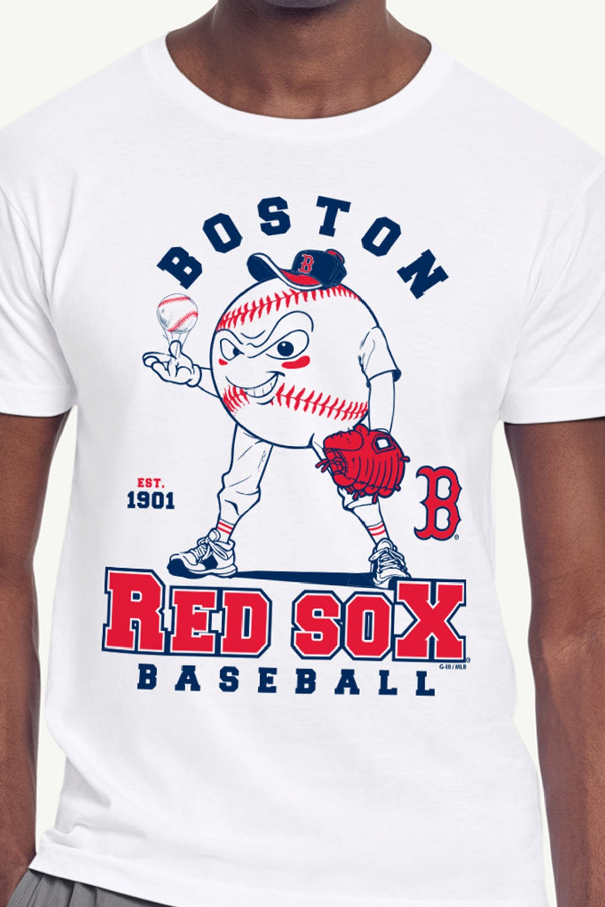 MENS BOSTON RED SOX BASEBALL CHARACTER SHORT SLEEVE T SHIRT