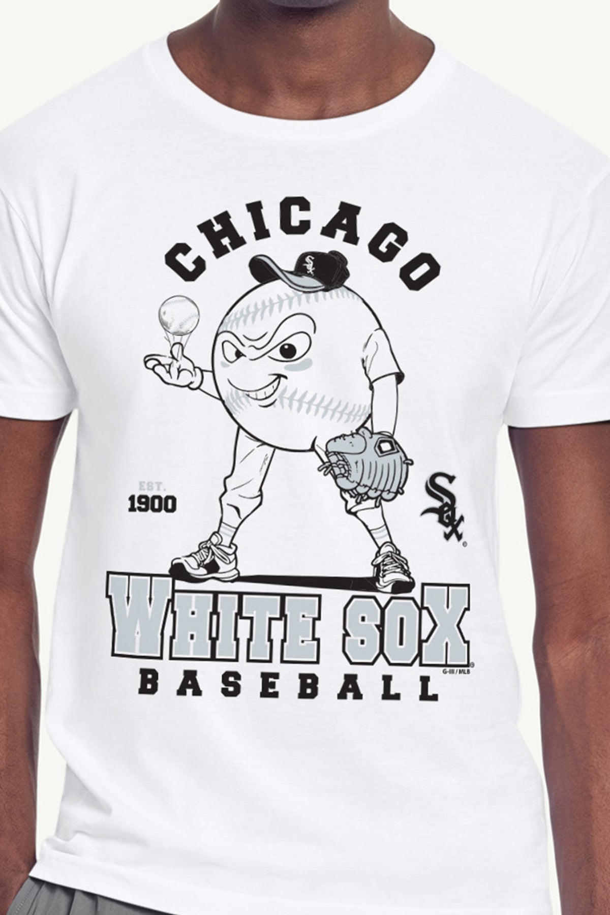 MENS CHICAGO WHITE SOX  BASEBALL CHARACTER SHORT SLEEVE T SHIRT