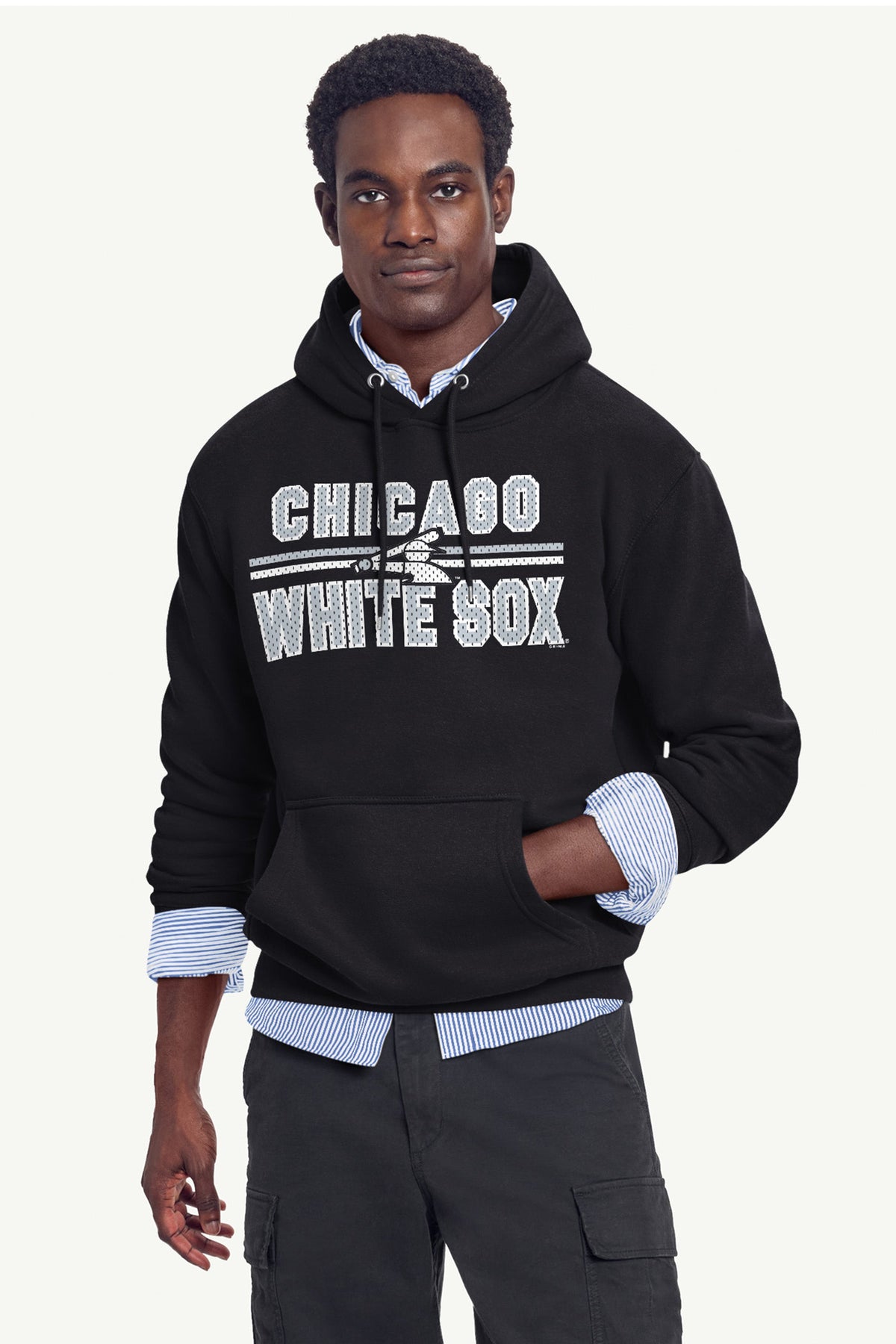 MENS CHICAGO WHITE SOX MESH LOOK HOODIE