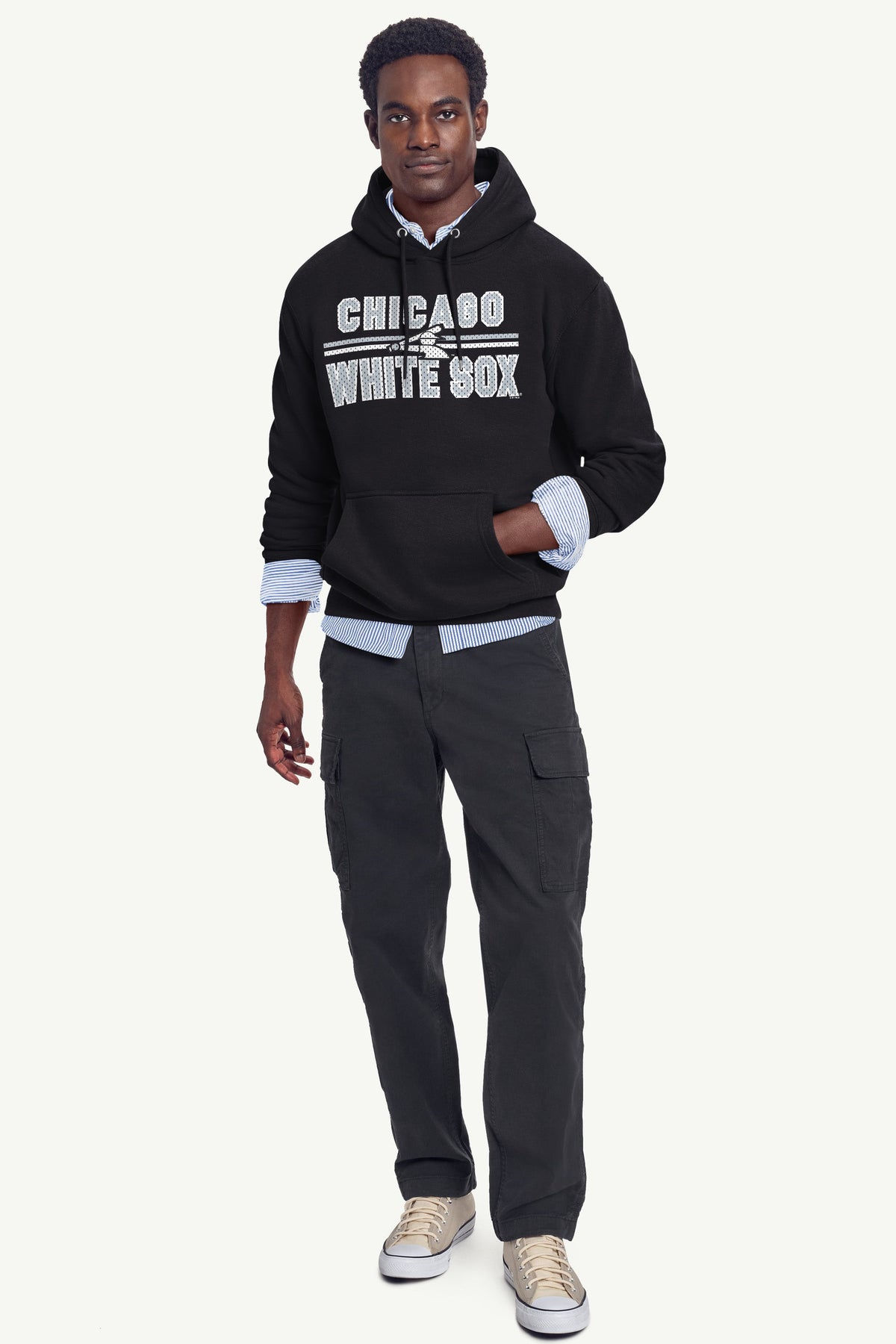 MENS CHICAGO WHITE SOX MESH LOOK HOODIE