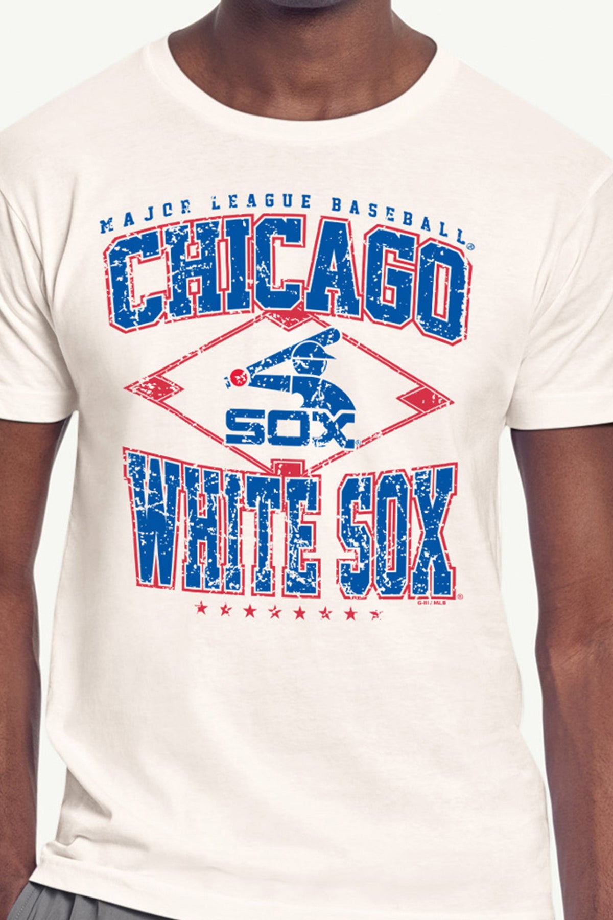 MENS CHICAGO WHITE SOX DISTRESSED COOPERSTOWN DIAMOND SHORT SLEEVE T SHIRT