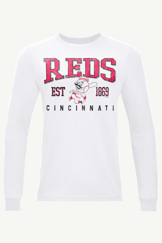 MENS CINCINNATI REDS RETRO LONG SLEEVE T SHIRT