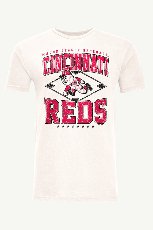 MENS CINCINNATI REDS DISTRESSED COOPERSTOWN DIAMOND SHORT SLEEVE T SHIRT