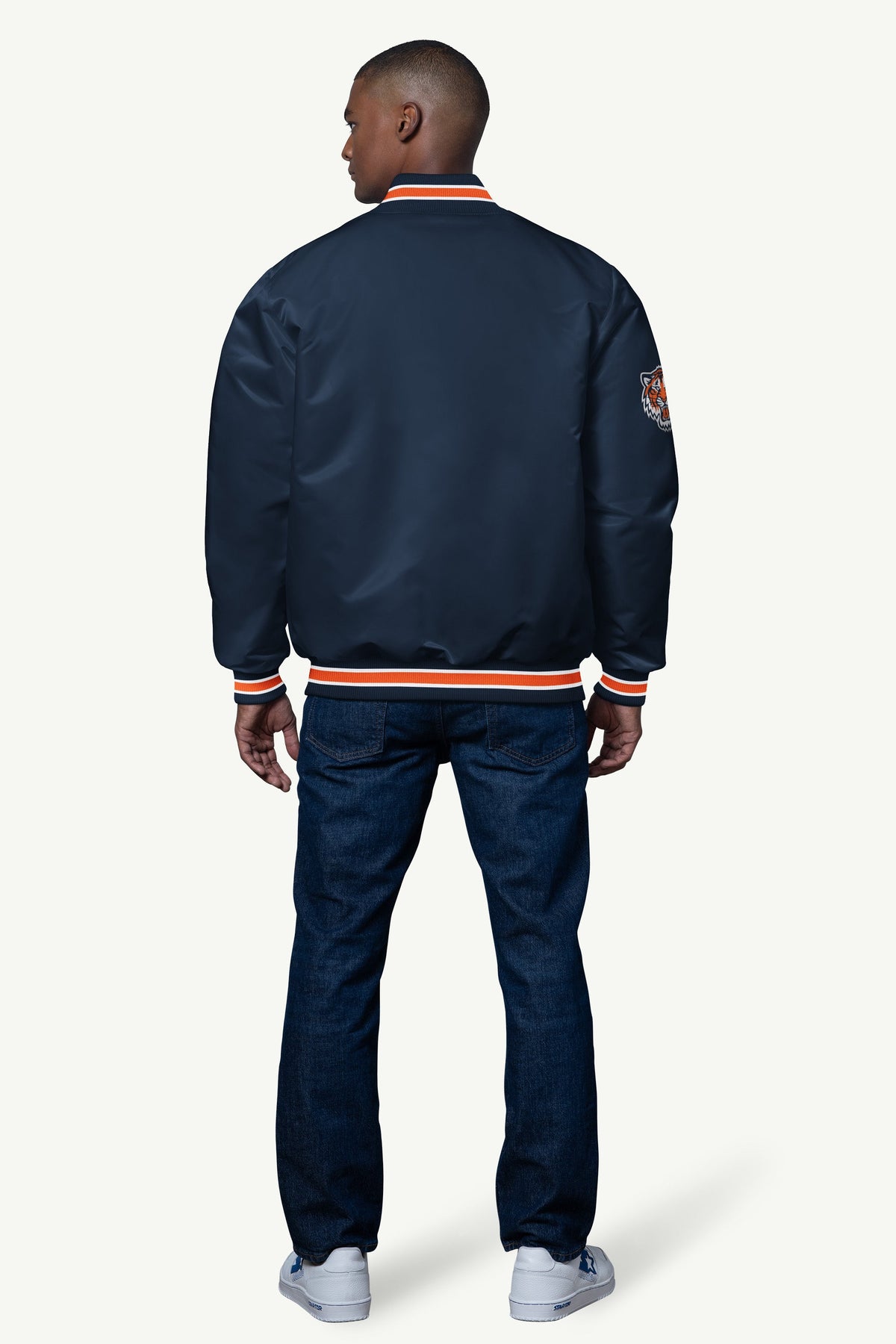 MENS DETROIT TIGERS SATIN VARSITY JACKET