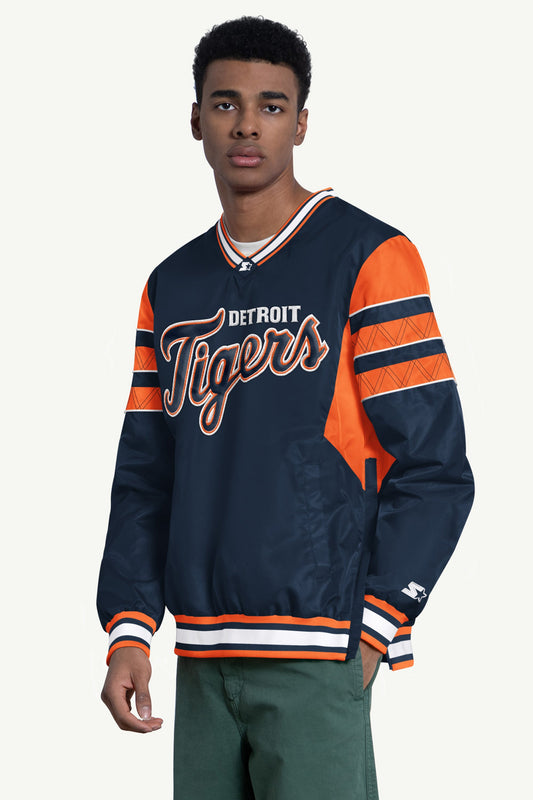 MENS DETROIT TIGERS ENFORCER V-NECK PULLOVER JACKET