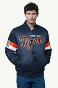 MENS DETROIT TIGERS TRIPLE OPTION SATIN VARSITY JACKET