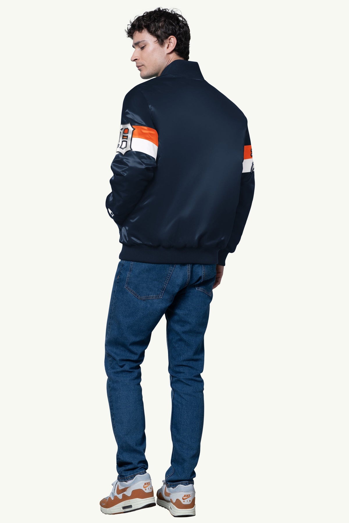 MENS DETROIT TIGERS TRIPLE OPTION SATIN VARSITY JACKET