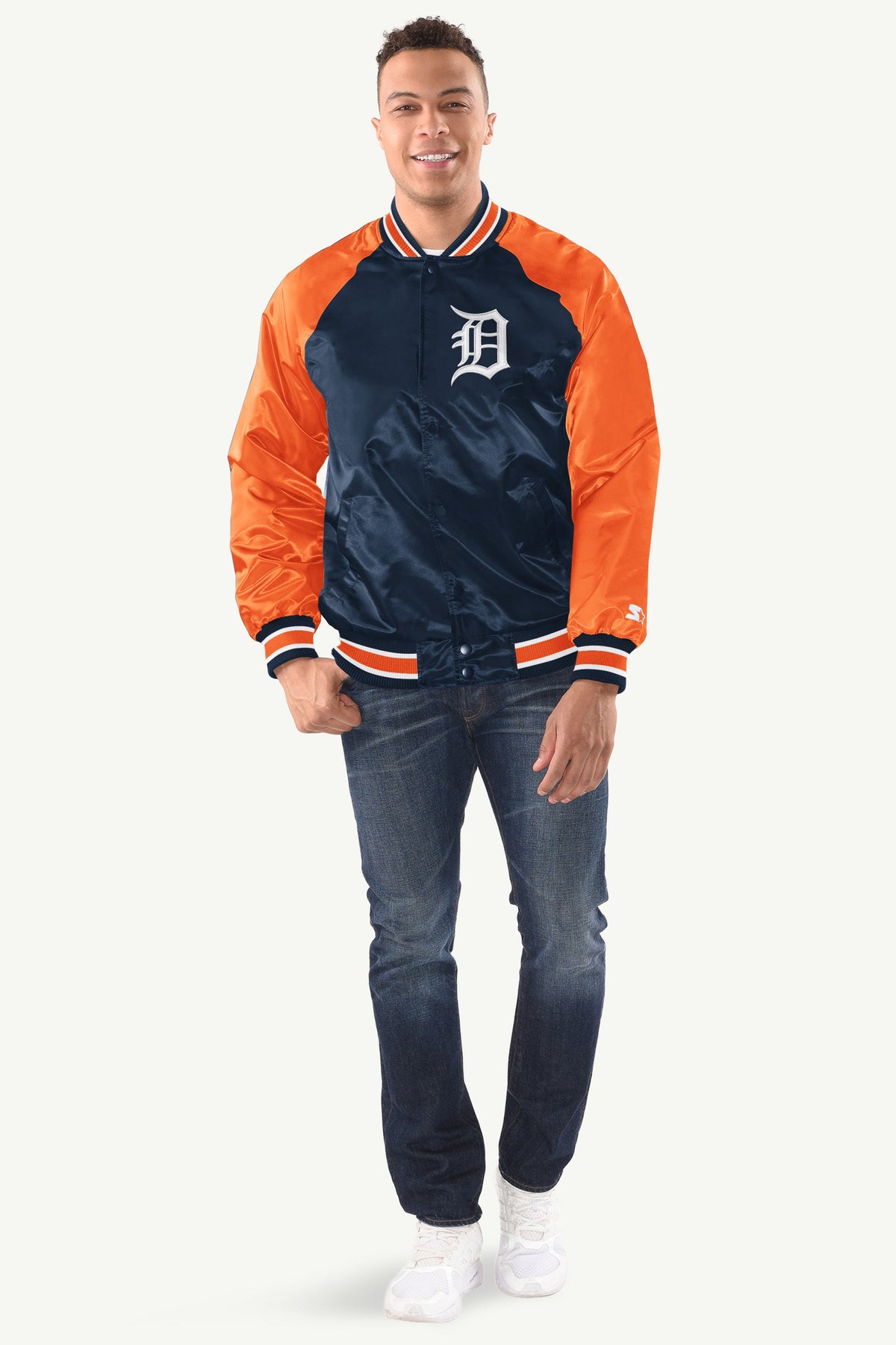 MENS DETROIT TIGERS INDUCTEE SATIN VARSITY JACKET