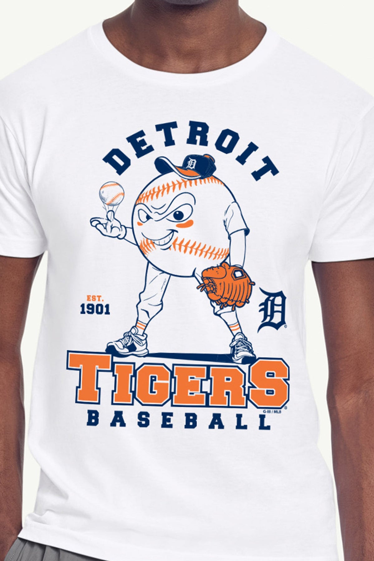 MENS DETROIT TIGERS BASEBALL CHARACTER SHORT SLEEVE T SHIRT