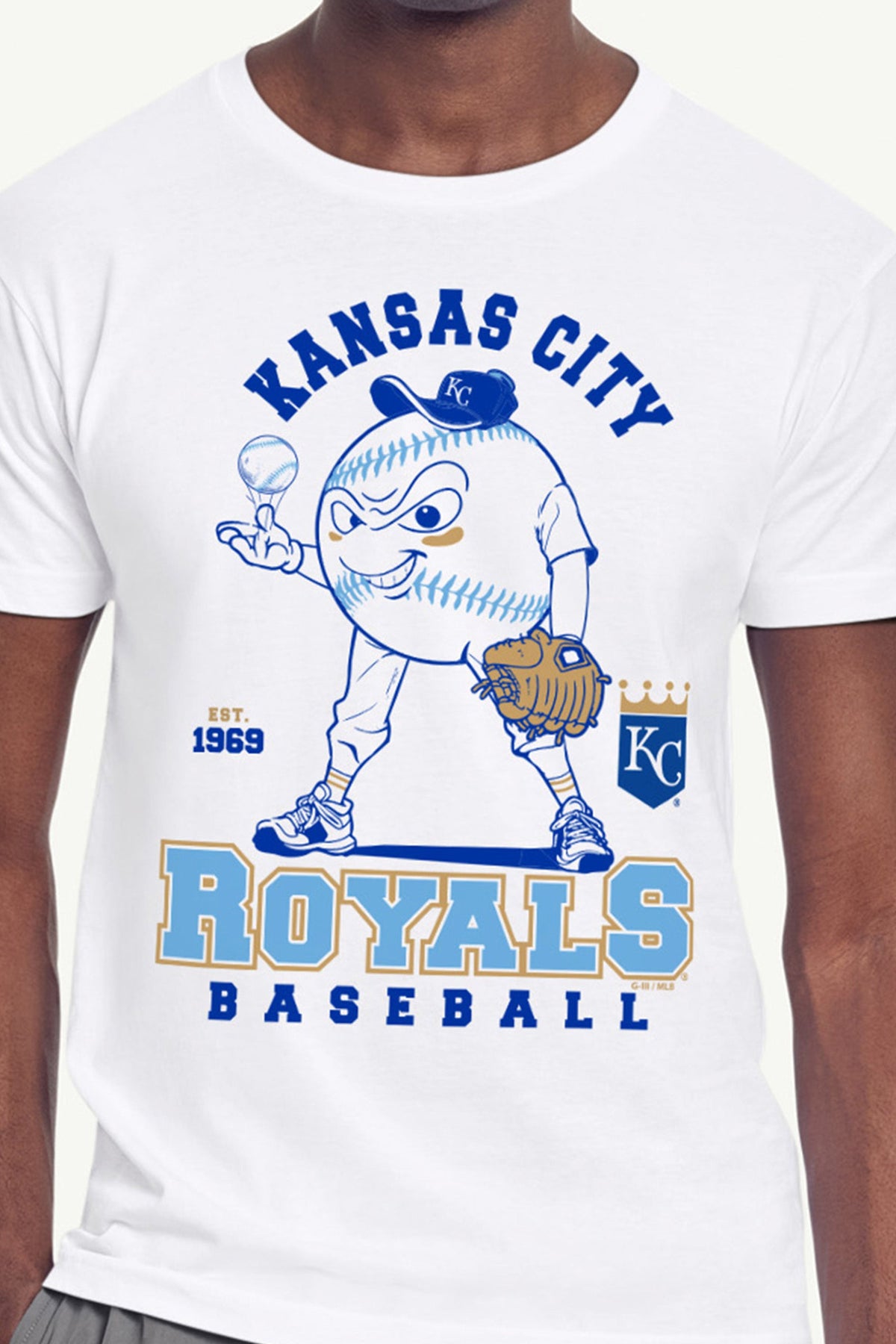 MENS KANSAS CITY ROYALS BASEBALL CHARACTER SHORT SLEEVE T SHIRT
