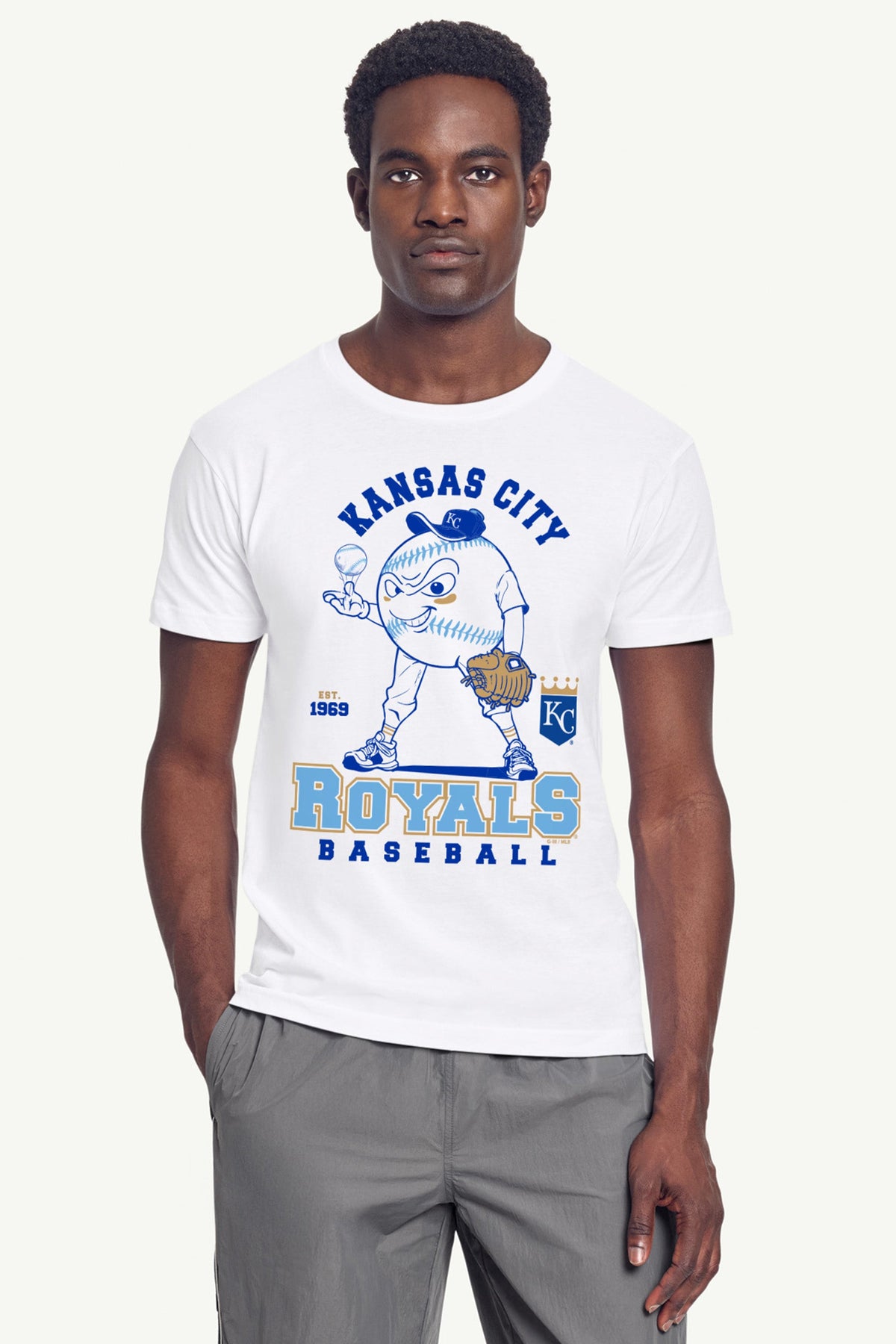 MENS KANSAS CITY ROYALS BASEBALL CHARACTER SHORT SLEEVE T SHIRT
