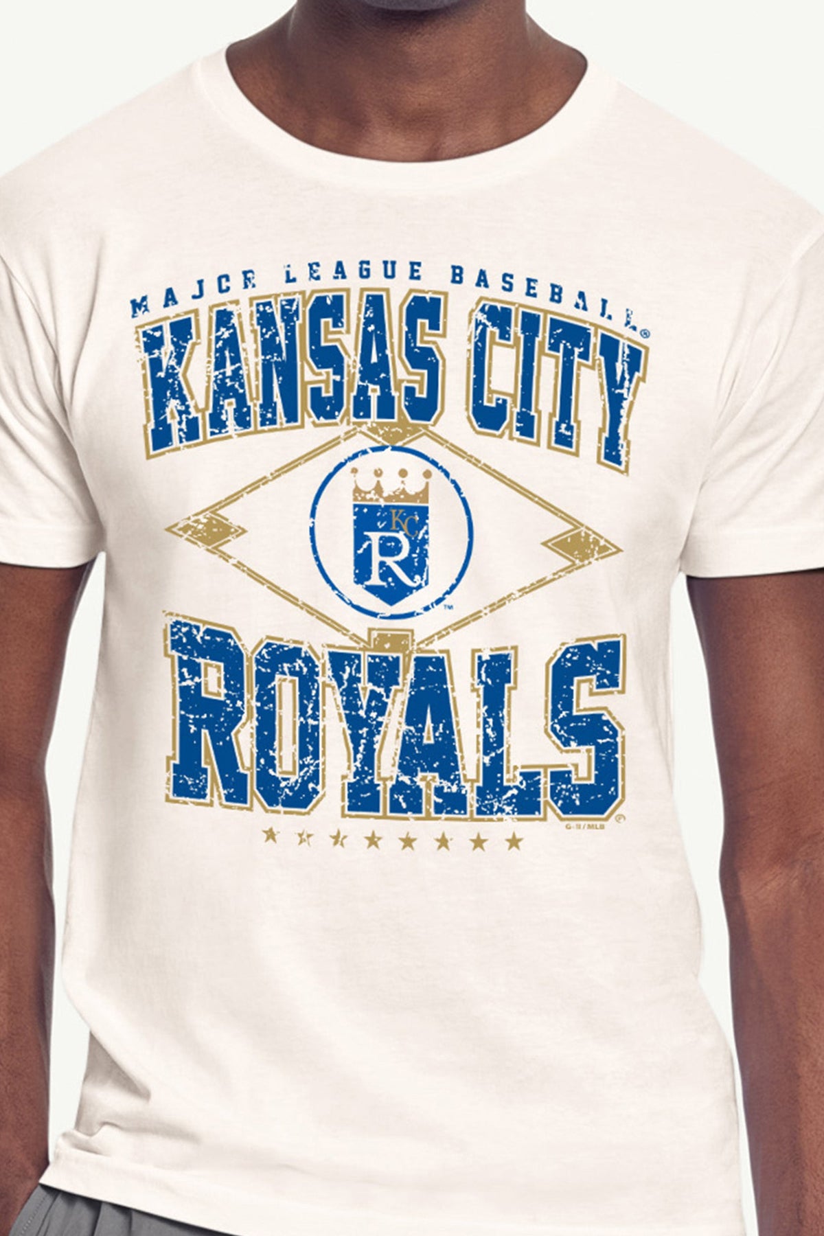 MENS KANSAS CITY ROYALS DISTRESSED COOPERSTOWN DIAMOND SHORT SLEEVE T SHIRT