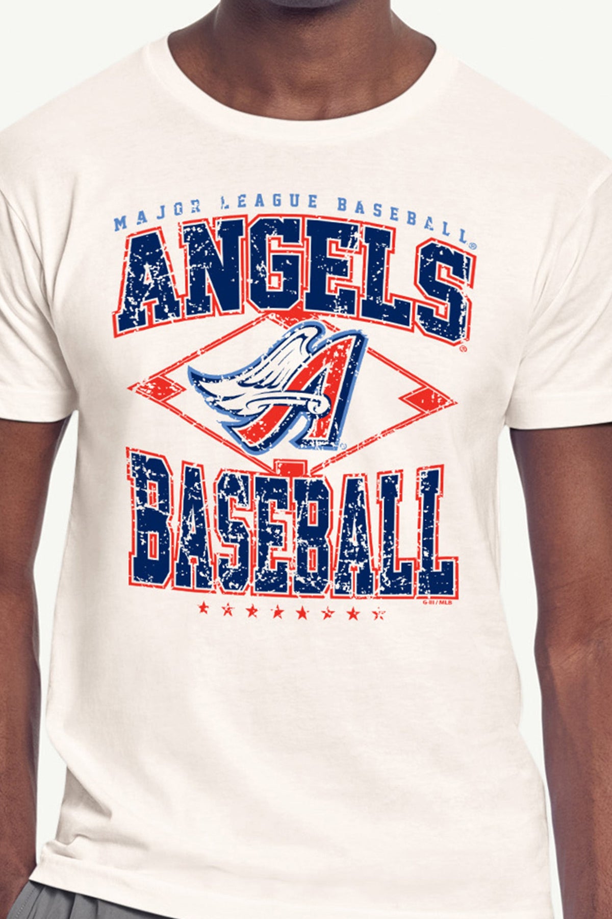 MENS LOS ANGELES ANGELS DISTRESSED COOPERSTOWN DIAMOND SHORT SLEEVE T SHIRT