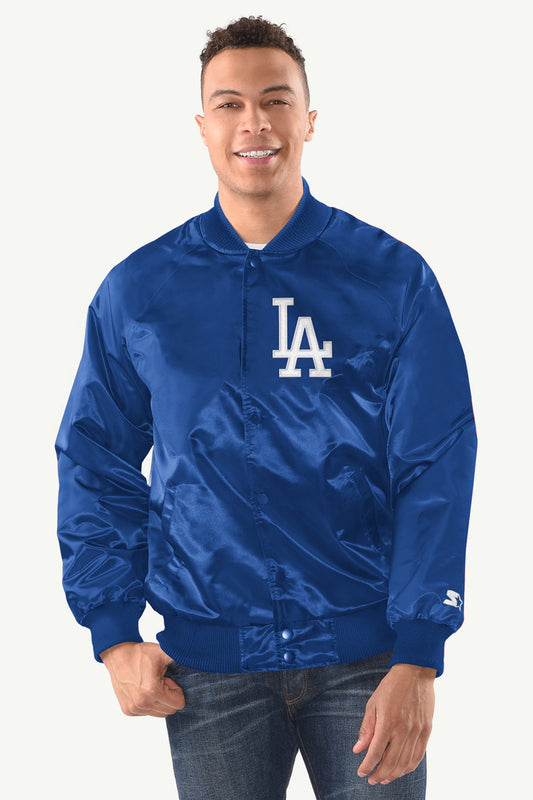 MENS LOS ANGELES DODGERS INDUCTEE SATIN VARSITY JACKET
