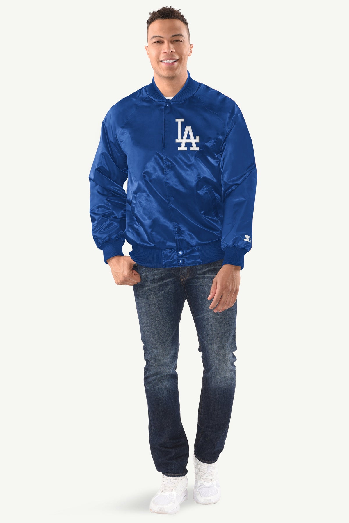 MENS LOS ANGELES DODGERS INDUCTEE SATIN VARSITY JACKET