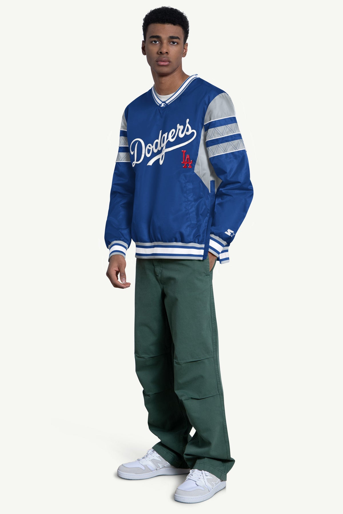 MENS LOS ANGELES DODGERS ENFORCER V-NECK PULLOVER JACKET