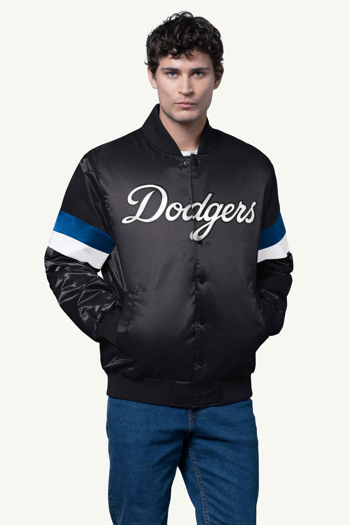 MENS LOS ANGELES DODGERS SATIN VARSITY JACKET