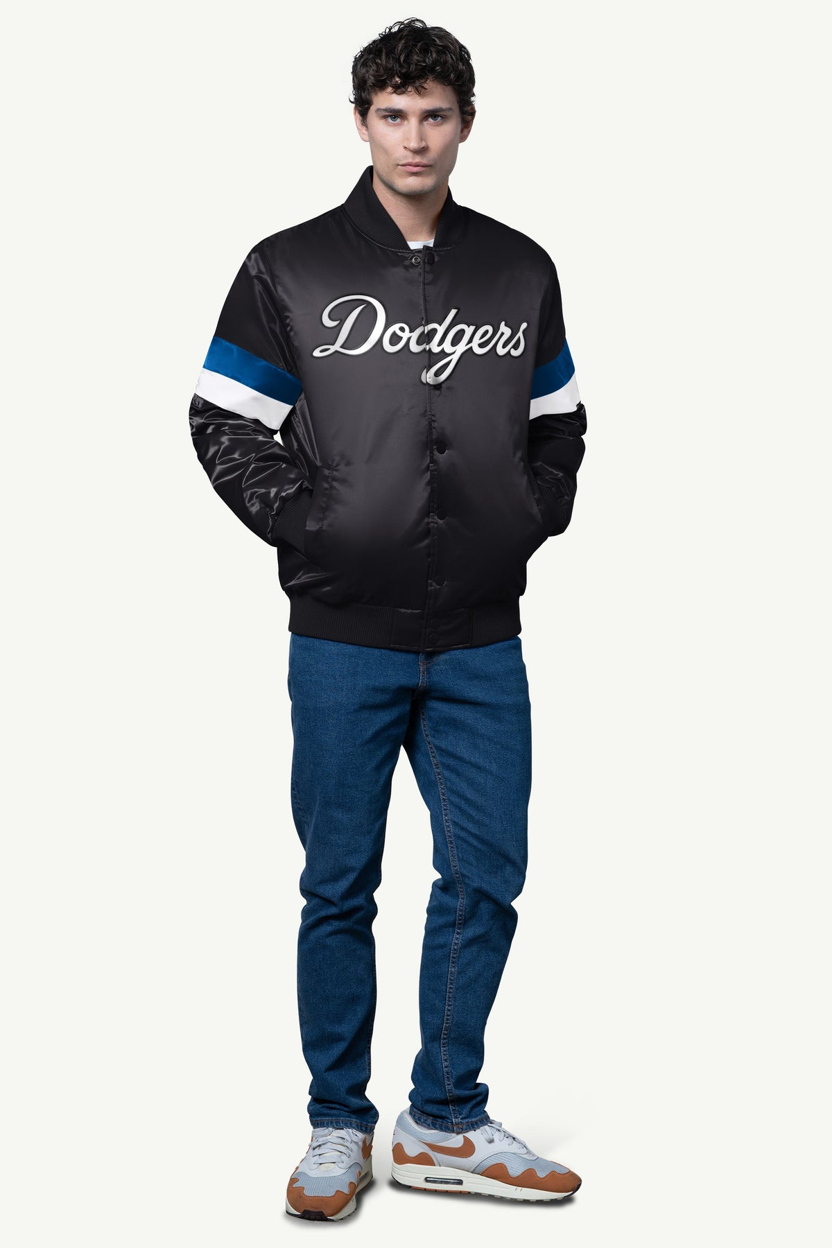 MENS LOS ANGELES DODGERS SATIN VARSITY JACKET