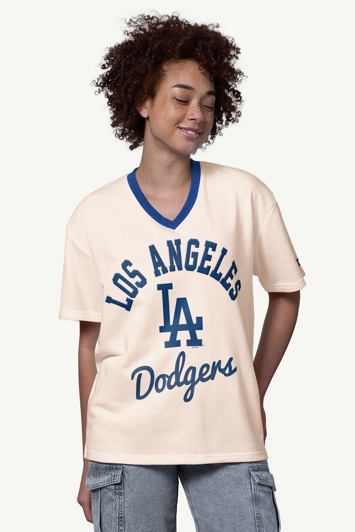 WOMENS LOS ANGELES DODGERS V-NECK T SHIRT