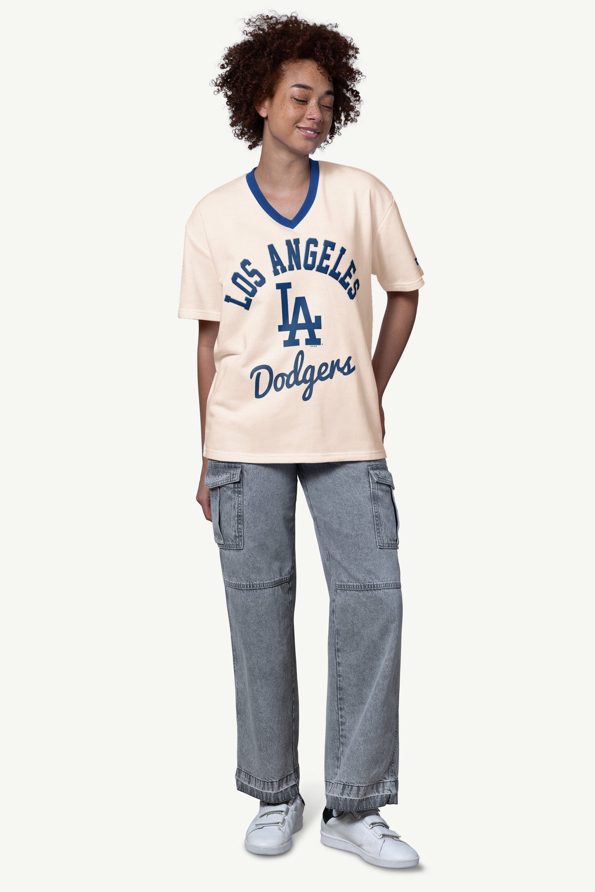 WOMENS LOS ANGELES DODGERS V-NECK T SHIRT