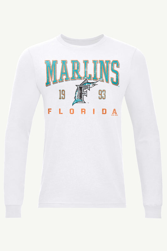 MENS MIAMI MARLINS RETRO LONG SLEEVE T SHIRT