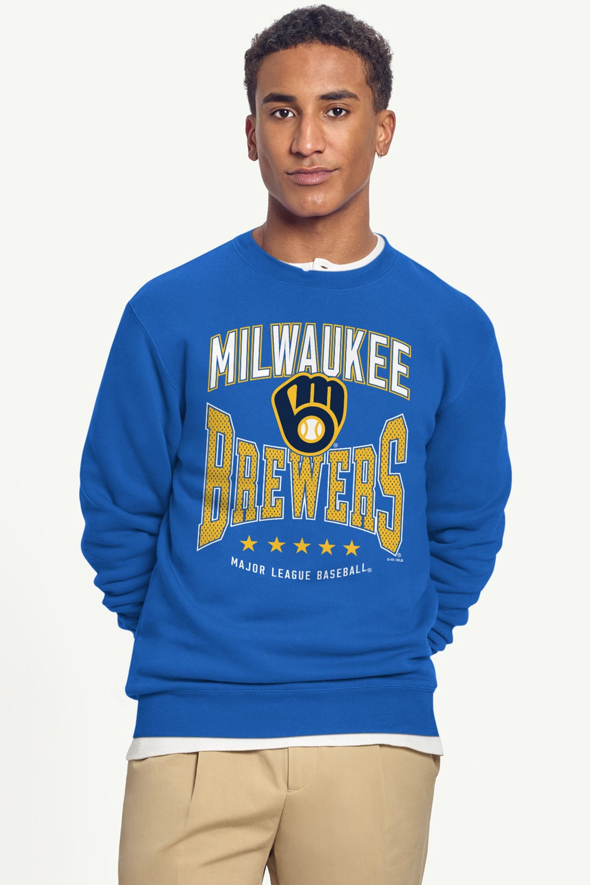MENS MILWAUKEE BREWERS CENTER SQUEEZE SWEATSHIRT
