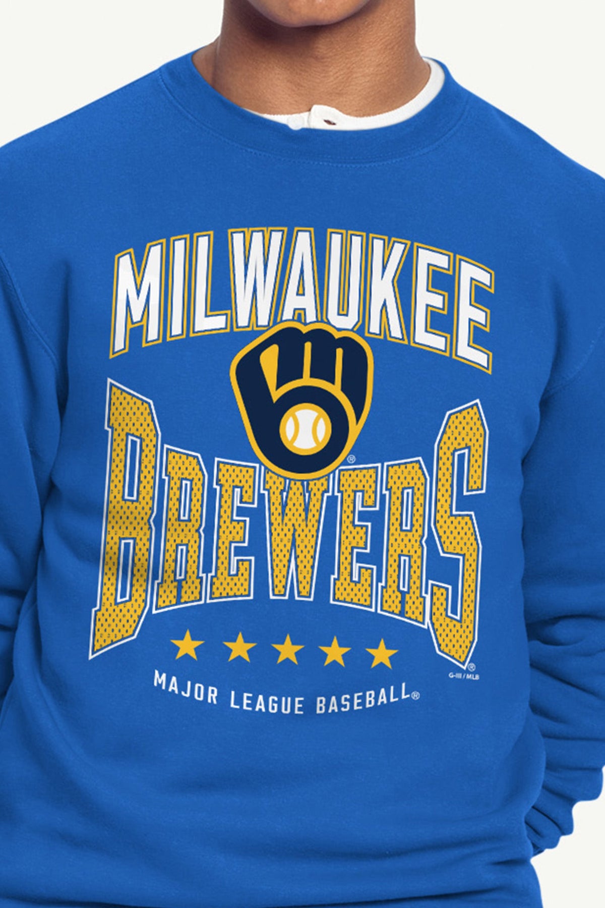 MENS MILWAUKEE BREWERS CENTER SQUEEZE SWEATSHIRT