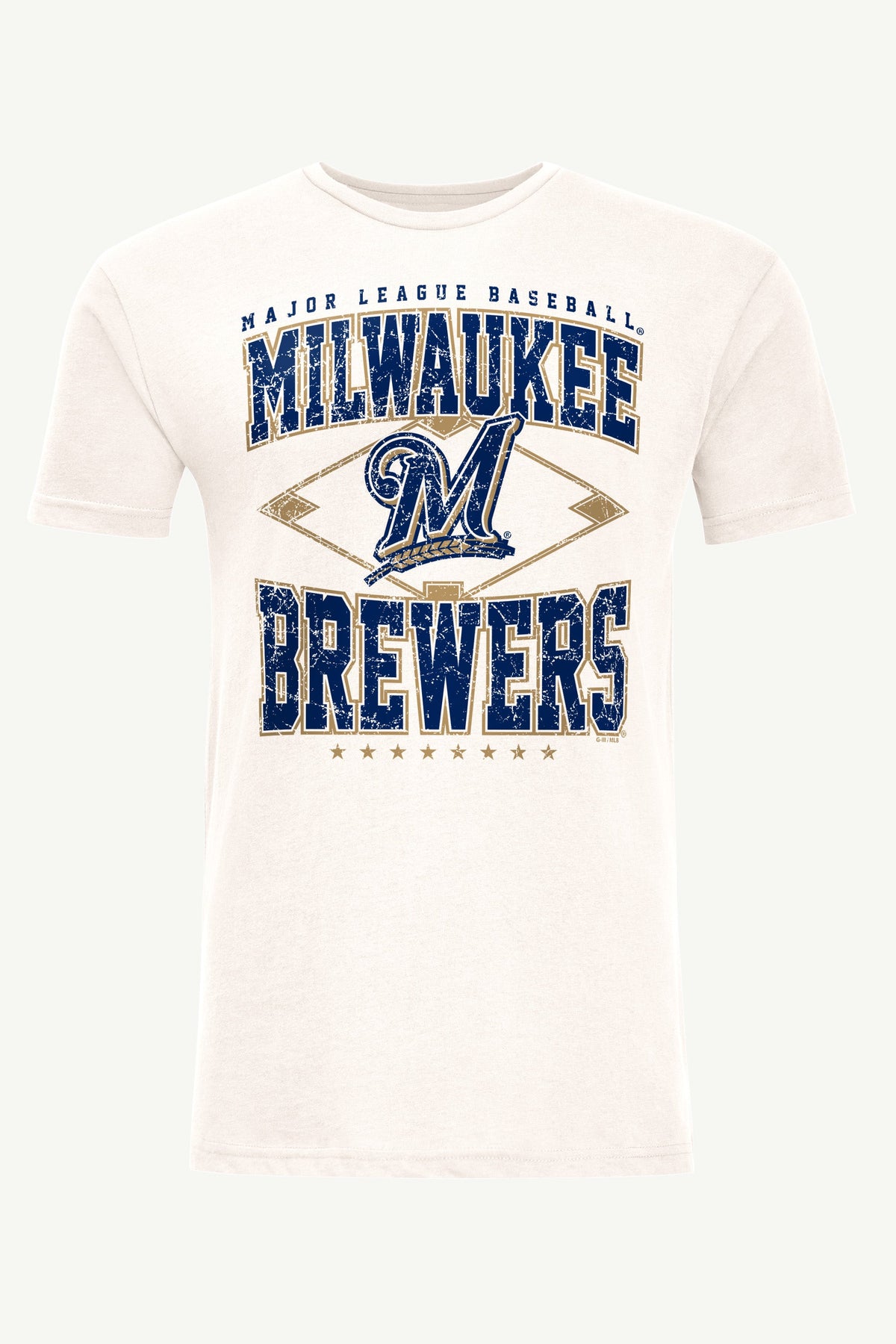MENS MILWAUKEE BREWERS DISTRESSED COOPERSTOWN DIAMOND SHORT SLEEVE T SHIRT