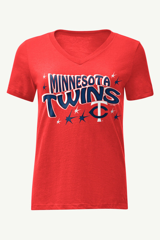 WOMENS MINNESOTA TWINS FIREWORKS V NECK T SHIRT