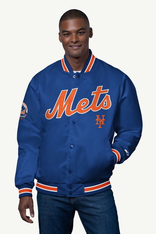 MENS NEW YORK METS SATIN VARSITY JACKET