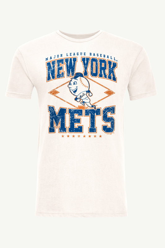 MENS NEW YORK METS DISTRESSED COOPERSTOWN DIAMOND SHORT SLEEVE T SHIRT