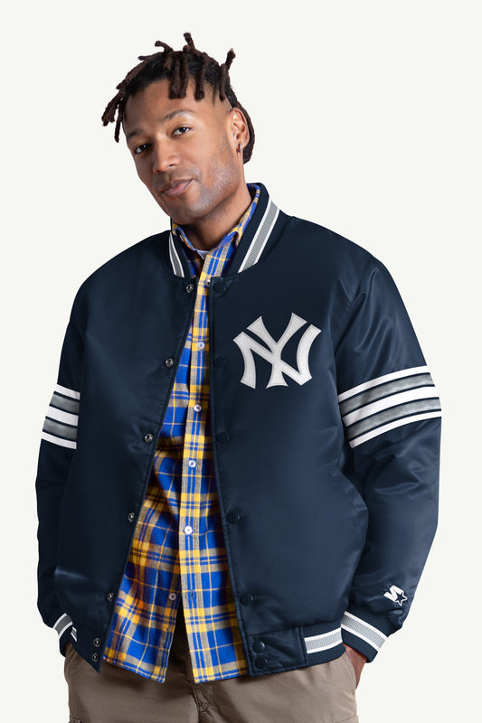 MENS NEW YORK YANKEES SATIN VARSITY JACKET