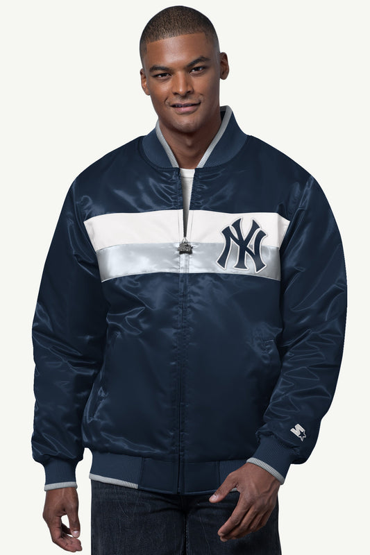MENS NEW YORK YANKEES AMBASSADOR SATIN VARSITY JACKET