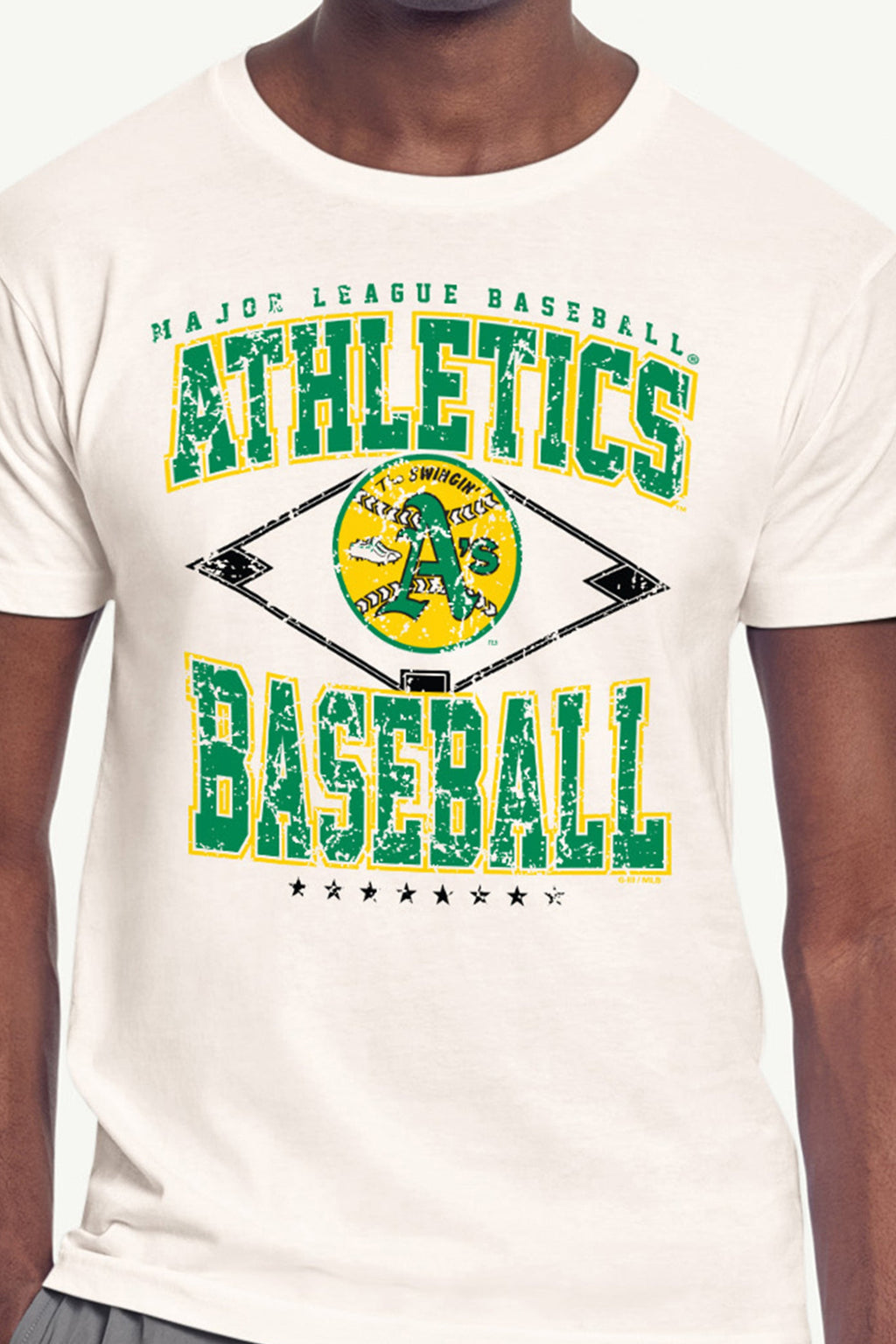 MENS ATHLETICS DISTRESSED COOPERSTOWN DIAMOND SHORT SLEEVE T SHIRT
