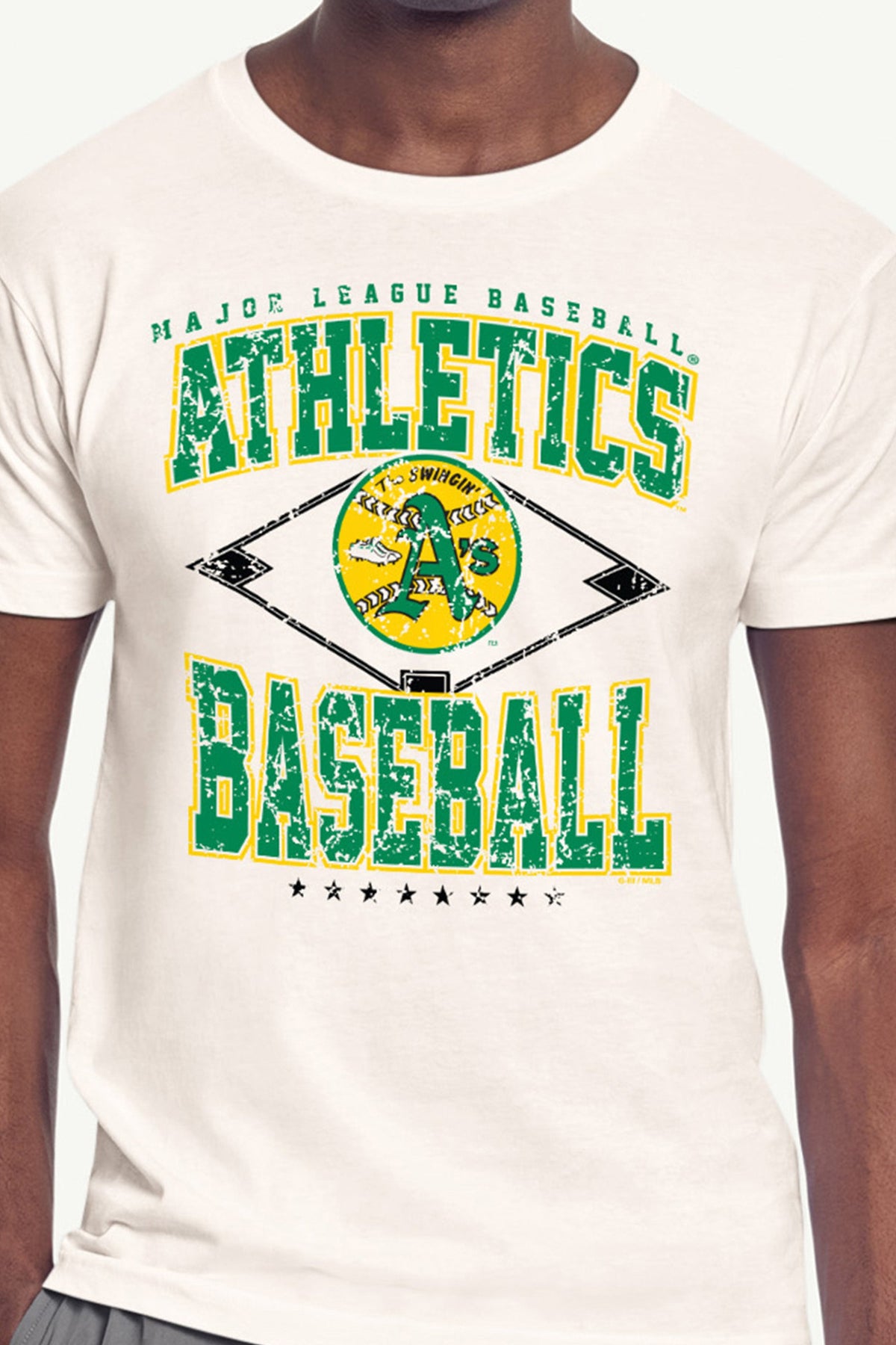 MENS ATHLETICS DISTRESSED COOPERSTOWN DIAMOND SHORT SLEEVE T SHIRT