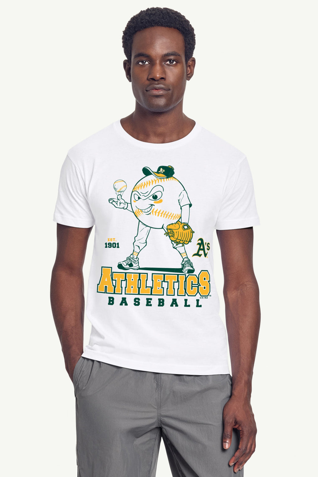 MENS ATHLETICS BASEBALL CHARACTER SHORT SLEEVE T SHIRT